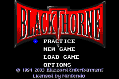 Blackthorne title screen for GameBoy Advance